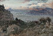 Albert Hertel Mediterrane Kustenlandschaft oil painting on canvas